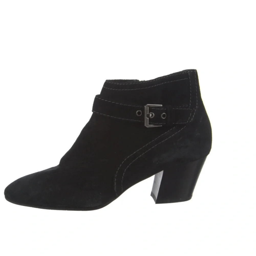 Aquatalia Suede Black Ankle Booties Made in Italy Size 9 1/2 GUC